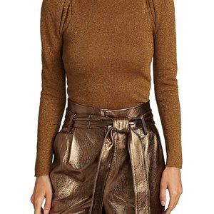 Alice + Olivia  Issa Glitter Puff Sleeve Turtleneck Sweater